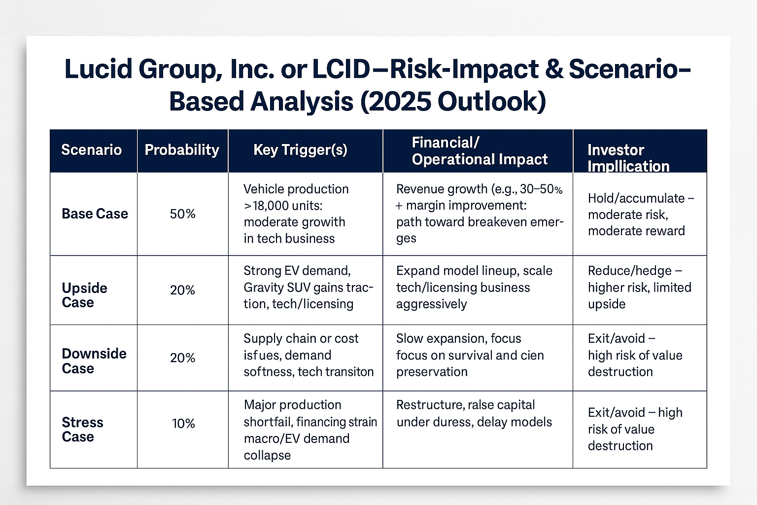Should I trade Lucid Group, Inc. or LCID? A Risk-Impact and Scenario-Based Analysis